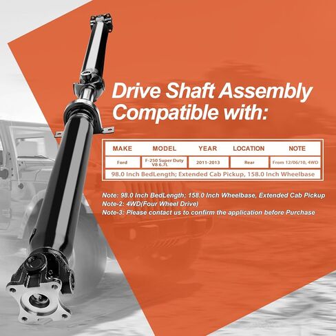 BC3Z4R602LB مجموعة عمود محرك عمود الدفع الخلفي الكامل المتوافقة مع Ford F-250 Super Duty 2011 2012 2013، 4WD، استبدل OE BC3Z4R602LB in Kuwait