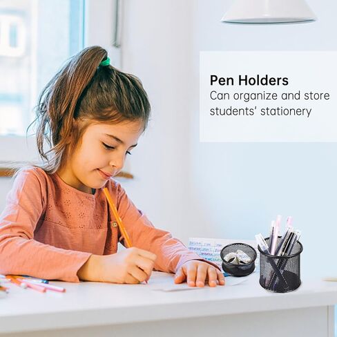 3pcs Pen Holder for Desk, Metal Mesh Pen Cup Paper Clip Holder Memo Pad Holders Stationary Organizer for Desk, Desk Accessories for Office School Home(COLOR:black) in Saudi Arabia