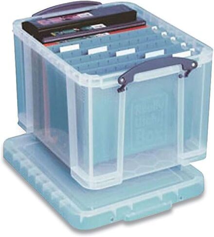 Really Useful Box Stackable File Box, Legal Files, 14.5 X 18.5 X 12.75, Clear/Blue Accents in Saudi Arabia