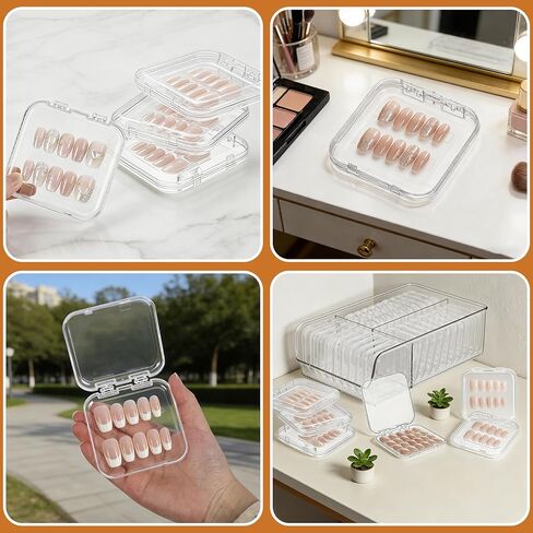 30 Pcs Press On Nail Storage Box, Acrylic Display Case, Packaging Box for Nail Art, Large Stackable, All-In-One Box, 120 Pcs Double Sided Adhesive Nail Display Tape in Saudi Arabia