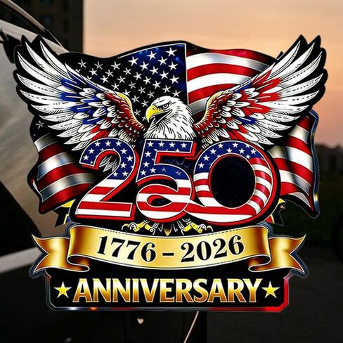 BWFY 2PCS 250th Anniversary USA Car Decal Sticker, 1776-2026 Patriotic Bald Eagle Vinyl Decal，4th of July Vinyl Bumper Stickers for Car Bumper, Truck, Trailer, Window, 8 Inch(8-Inch-2-Pack) in Saudi Arabia
