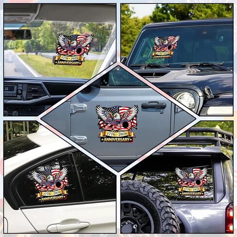 BWFY 2PCS 250th Anniversary USA Car Decal Sticker, 1776-2026 Patriotic Bald Eagle Vinyl Decal，4th of July Vinyl Bumper Stickers for Car Bumper, Truck, Trailer, Window, 8 Inch(8-Inch-2-Pack) in Saudi Arabia