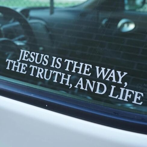 Jesus The Way, The Truth, The Life| Car Sticker Vinyl Decal | Free Sticker in Every Order! | Windows Laptops Etc (Gloss White) in Kuwait