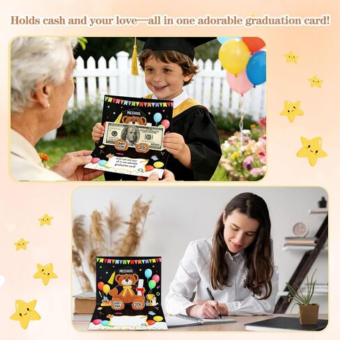 D4DREAM Preschool Graduation Pop Up Card - 2026 Black Teddy Bear Grad Card Preschool Graduation Gifts for Kids Son Daughter with Envelope in Kuwait