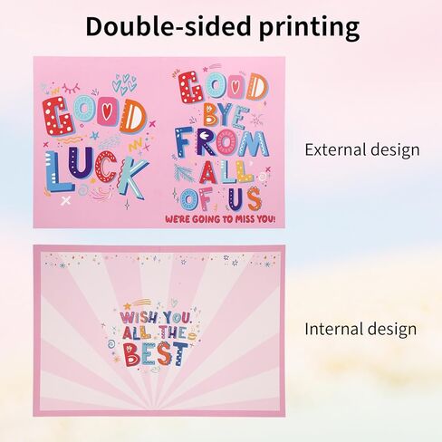 Penitue Large Farewell Greeting Card, Good Luck Giant Goodbye Card with Envelope Leaving Gift Big Guest Book Jumbo for Retirement Graduation Teacher Colleagues (Pink) in Kuwait