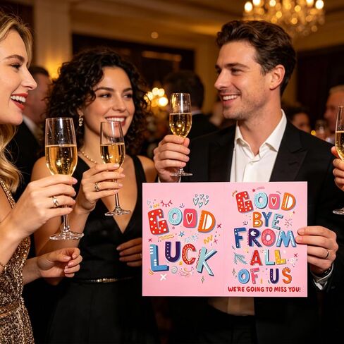 Penitue Large Farewell Greeting Card, Good Luck Giant Goodbye Card with Envelope Leaving Gift Big Guest Book Jumbo for Retirement Graduation Teacher Colleagues (Pink) in Kuwait