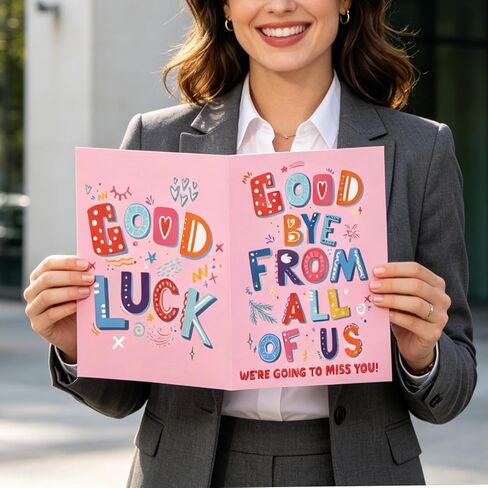 Penitue Large Farewell Greeting Card, Good Luck Giant Goodbye Card with Envelope Leaving Gift Big Guest Book Jumbo for Retirement Graduation Teacher Colleagues (Pink) in Kuwait