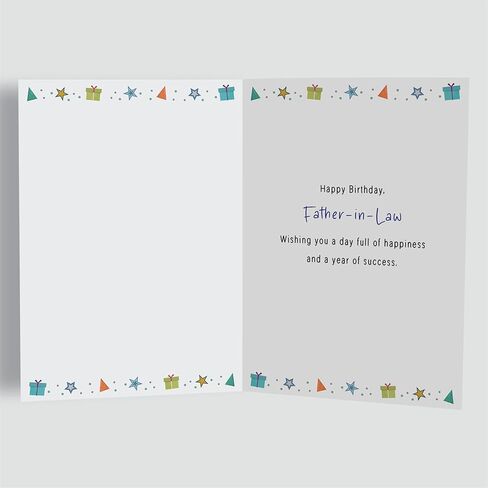 Birthday Card for Father-in-Law – Colourful A5 Greeting Card with Printed Verse – Premium UK Made Design in Saudi Arabia