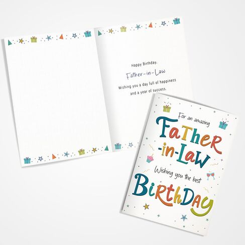Birthday Card for Father-in-Law – Colourful A5 Greeting Card with Printed Verse – Premium UK Made Design in Saudi Arabia