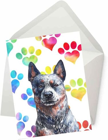 PICTURE THIS PRINTS Australian Cattle Dog Greeting Card, 5x7 inches, Multicolor, Modern, Animal, Versatile, Unisex-Adults, Envelop, GREETING CARD, Greeting Card in Saudi Arabia