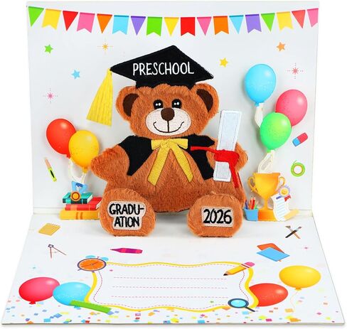 D4DREAM Preschool Graduation Pop Up Card - 2026 Black Teddy Bear Grad Card Preschool Graduation Gifts for Kids Son Daughter with Envelope in Kuwait