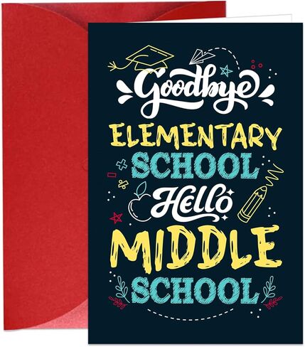Elementary School Graduation Card - 5th & 6th Grade Graduation Card for Him Her Congrats Grad Gifts Cards for Her Him Boys Girls Son Daughter Granddaughter Grandson in Saudi Arabia