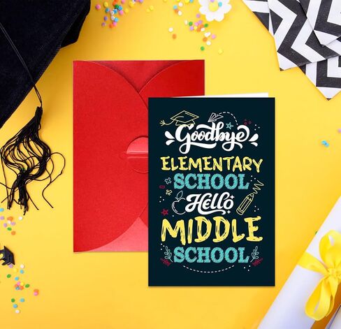 Elementary School Graduation Card - 5th & 6th Grade Graduation Card for Him Her Congrats Grad Gifts Cards for Her Him Boys Girls Son Daughter Granddaughter Grandson in Saudi Arabia