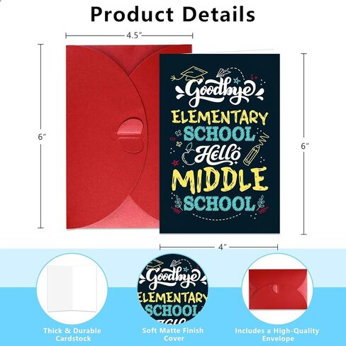 Elementary School Graduation Card - 5th & 6th Grade Graduation Card for Him Her Congrats Grad Gifts Cards for Her Him Boys Girls Son Daughter Granddaughter Grandson in Saudi Arabia