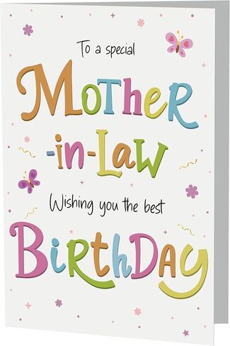 Birthday Card for Mother-in-Law – Colourful A5 Greeting Card with Printed Verse – Premium UK Made Design in Saudi Arabia