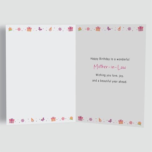 Birthday Card for Mother-in-Law – Colourful A5 Greeting Card with Printed Verse – Premium UK Made Design in Saudi Arabia