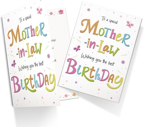 Birthday Card for Mother-in-Law – Colourful A5 Greeting Card with Printed Verse – Premium UK Made Design in Saudi Arabia