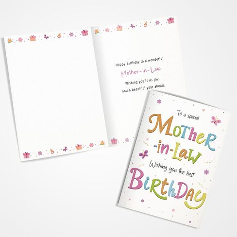 Birthday Card for Mother-in-Law – Colourful A5 Greeting Card with Printed Verse – Premium UK Made Design in Saudi Arabia