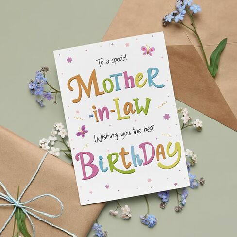 Birthday Card for Mother-in-Law – Colourful A5 Greeting Card with Printed Verse – Premium UK Made Design in Saudi Arabia