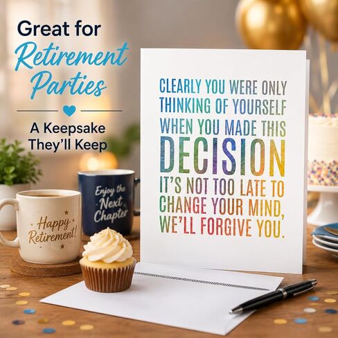 Andaz Press Funny Jumbo Retirement Card With Envelope 8.5 x 11 inch, Clearly You Were Only Thinking Of Yourself, 1-Pack, Includes Envelope Goodbye Cards For Coworker Coworker Leaving Card in Kuwait
