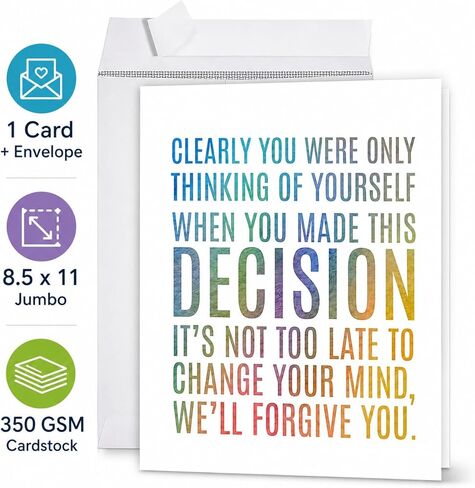 Andaz Press Funny Jumbo Retirement Card With Envelope 8.5 x 11 inch, Clearly You Were Only Thinking Of Yourself, 1-Pack, Includes Envelope Goodbye Cards For Coworker Coworker Leaving Card in Kuwait