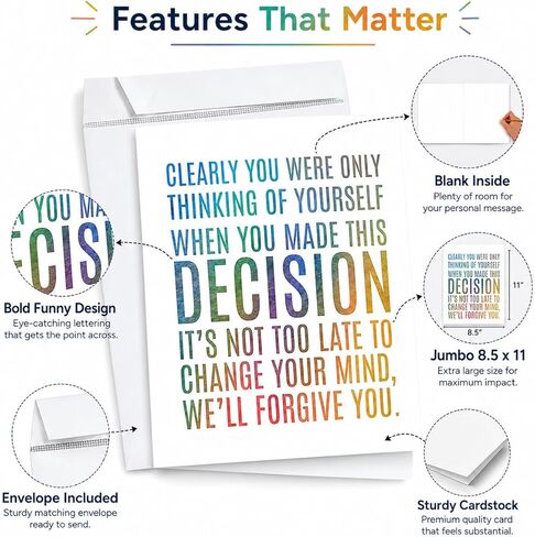 Andaz Press Funny Jumbo Retirement Card With Envelope 8.5 x 11 inch, Clearly You Were Only Thinking Of Yourself, 1-Pack, Includes Envelope Goodbye Cards For Coworker Coworker Leaving Card in Kuwait