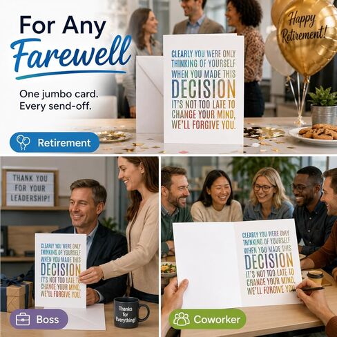 Andaz Press Funny Jumbo Retirement Card With Envelope 8.5 x 11 inch, Clearly You Were Only Thinking Of Yourself, 1-Pack, Includes Envelope Goodbye Cards For Coworker Coworker Leaving Card in Kuwait