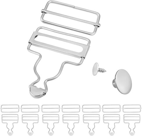 8 Pcs Metal Overall Buckles Replacement - 3.8cm Inner Diameter, Adjustable Tri-Glide Slide Buckle with Buttons in Saudi Arabia