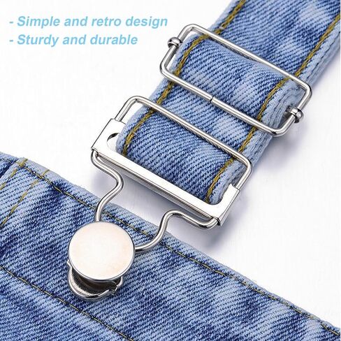 8 Pcs Metal Overall Buckles Replacement - 3.8cm Inner Diameter, Adjustable Tri-Glide Slide Buckle with Buttons in Saudi Arabia