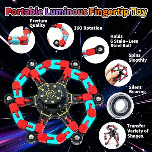 4Pcs Transformable Fidget Spinners, Noctilucent Fidget Spinners for Adults, High-Speed Bearing, Switchable Design, Desktop Phone Holder, Travel Toys, Christmas, Party Favors, Stocking Stuffers in Saudi Arabia