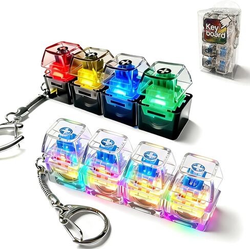 Keyboard Fidget Toy with LED Light, 4-Button Keyboard Clicker Fidget Keychain, Satisfying Click Sensory Toy for Anxiety Relief & Focus, Adult Fidget Keychain for Stress Relief, Cool Fidgets for Kids in Saudi Arabia