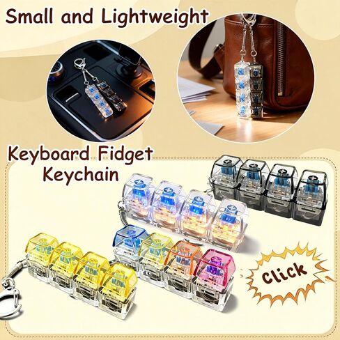 Keyboard Fidget Toy with LED Light, 4-Button Keyboard Clicker Fidget Keychain, Satisfying Click Sensory Toy for Anxiety Relief & Focus, Adult Fidget Keychain for Stress Relief, Cool Fidgets for Kids in Saudi Arabia