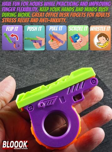 Fidget Toy Gun, 1911 Stress Shot Toy Gun Set for Adults & Kids, 3D Printed Peace Pistol Magnetic Fidget Slider Toy Anxiety Relief Items Pack, 8 PCS in Saudi Arabia