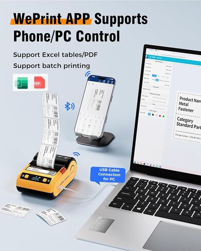 DT5150P Portable Industrial Label Maker, 300DPI Thermal Transfer Printer, Mobile APP & PC Editor Compatible, 3000mAh Capacity, Label for Small Business, Outdoor & Job Sites with 1 Roll Label in Saudi Arabia