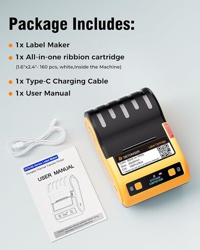 DT5150P Portable Industrial Label Maker, 300DPI Thermal Transfer Printer, Mobile APP & PC Editor Compatible, 3000mAh Capacity, Label for Small Business, Outdoor & Job Sites with 1 Roll Label in Saudi Arabia