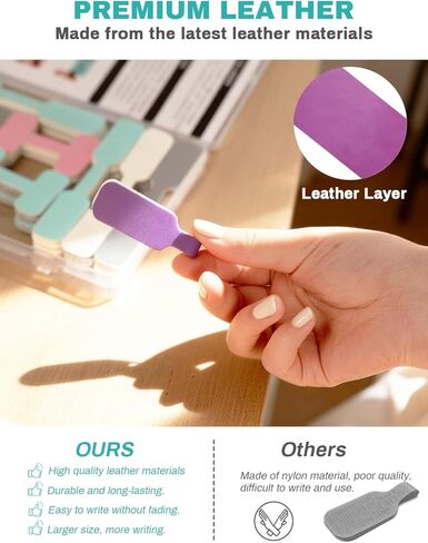 42Pcs Leather Cable Cord Labels, 7 Colors Large Size Tags Handwriting Cable Label for Organizing Wires and Identification Wire Management for Nightstand, Home, Office, Travel Accessories in Saudi Arabia