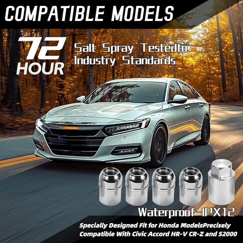 Upgrade2026 Wheel Lock Lug Nuts M12x1.5 Anti Theft Fits Honda Accord‌ 2008-2025 / CR-V 2006-2022 / Civic 2006-2025 / HR-V 2016-2022 & More Hex Key Spherical Seat, Alloy Wheel Lock Set, 4+1Pcs in Saudi Arabia