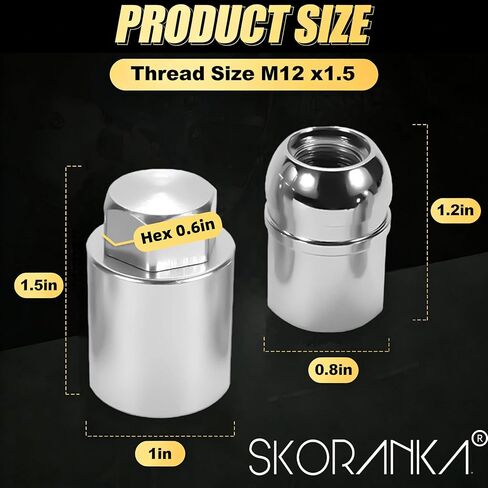 Upgrade2026 Wheel Lock Lug Nuts M12x1.5 Anti Theft Fits Honda Accord‌ 2008-2025 / CR-V 2006-2022 / Civic 2006-2025 / HR-V 2016-2022 & More Hex Key Spherical Seat, Alloy Wheel Lock Set, 4+1Pcs in Saudi Arabia