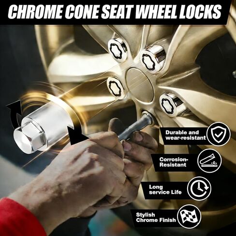 Upgrade2026 Wheel Lock Lug Nuts M12x1.5 Anti Theft Fits Honda Accord‌ 2008-2025 / CR-V 2006-2022 / Civic 2006-2025 / HR-V 2016-2022 & More Hex Key Spherical Seat, Alloy Wheel Lock Set, 4+1Pcs in Saudi Arabia