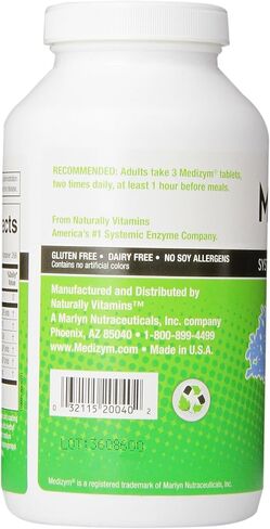 Medizym, Systemic Enzyme Formula, 200 Tablets,Yellowish Green/Tan,N20020 in Saudi Arabia