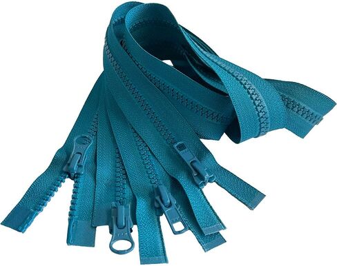 2pcs YKK #5 Molded Plastic Two-Way Separating, Open-End Jacket Zipper - Tape Color: Peacock Blue #907W - Choose Your Length - Made in The United States (Peacock Blue #907W, 20" Inches) in Kuwait