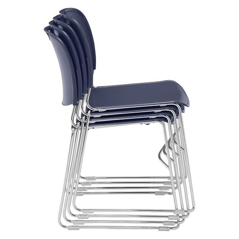 National Public Seating NPS 8500 Series HI-Tech مقعد بلاستيكي صغير الحجم/كرسي خلفي، أزرق داكن/كروم، 4 عبوات (8505/4) in Kuwait