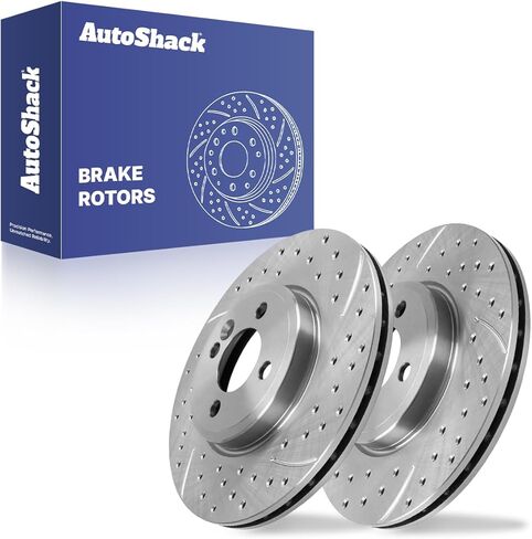 دوارات فرامل أمامية من AutoShack لميني كوبر 2007-2015، FWD L3 1.5L L4 1.6L 2.0L - محفورة ومشقوقة مطلية إلكترونيًا - ShadowGuard - 11.57 بوصة (294 مم)، 4 عروات in Kuwait