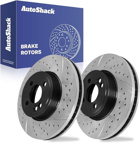 دوارات فرامل أمامية من AutoShack لميني كوبر 2007-2015، FWD L3 1.5L L4 1.6L 2.0L - محفورة ومشقوقة مطلية إلكترونيًا - ShadowGuard - 11.57 بوصة (294 مم)، 4 عروات in Kuwait