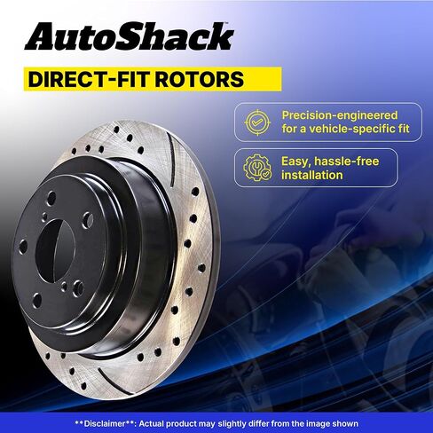 دوارات فرامل أمامية من AutoShack لميني كوبر 2007-2015، FWD L3 1.5L L4 1.6L 2.0L - محفورة ومشقوقة مطلية إلكترونيًا - ShadowGuard - 11.57 بوصة (294 مم)، 4 عروات in Kuwait