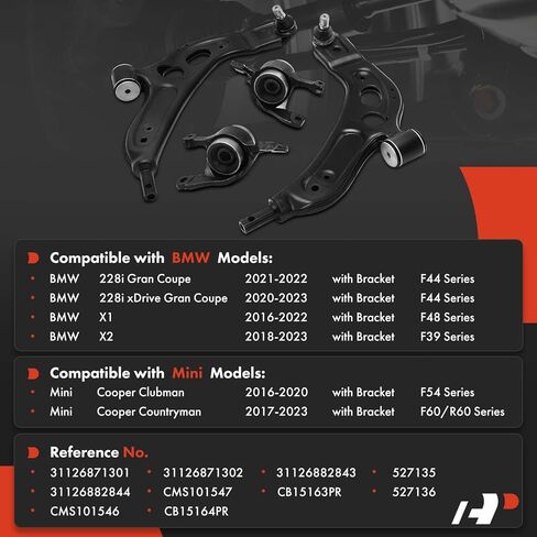 A-Premium Set of 4, Front Lower Control Arm, Control Arm Bushing, Compatible with BMW X1 2016-2022, X2 2018-2023, 228i Gran Coupe 2021-2022, 228i xDrive Gran Coupe & Mini Cooper Clubman Countryman in Kuwait