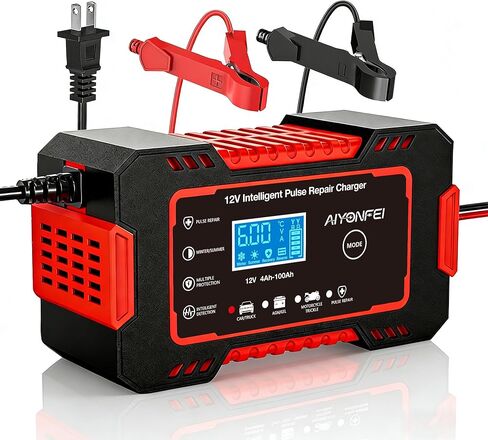 6A Battery Charger 12V Smart Battery Maintainer Trickle Charger and Car Battery Desulfator with Temperature Compensation for Car Truck Motorcycle Lawn Mower Boat (Yellow) in Saudi Arabia