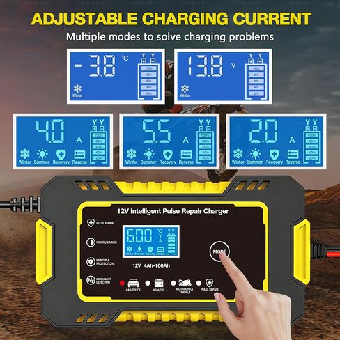 6A Battery Charger 12V Smart Battery Maintainer Trickle Charger and Car Battery Desulfator with Temperature Compensation for Car Truck Motorcycle Lawn Mower Boat (Yellow) in Kuwait