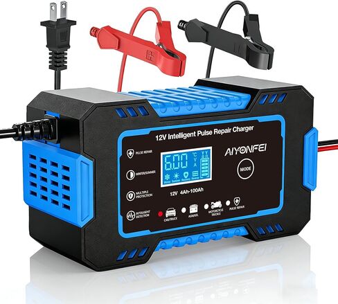 6A Battery Charger 12V Smart Battery Maintainer Trickle Charger and Car Battery Desulfator with Temperature Compensation for Car Truck Motorcycle Lawn Mower Boat (Yellow) in Kuwait