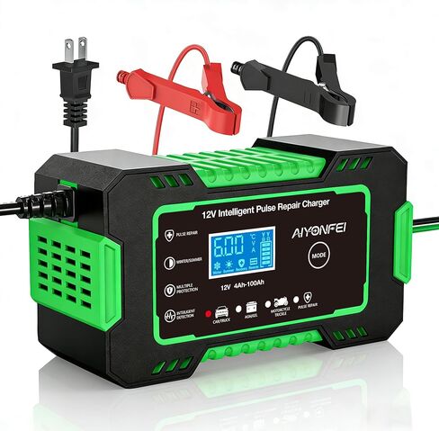 6A Battery Charger 12V Smart Battery Maintainer Trickle Charger and Car Battery Desulfator with Temperature Compensation for Car Truck Motorcycle Lawn Mower Boat (Yellow) in Kuwait